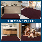 OLANLY Dog Door Mat for Muddy Paws 47x20, Absorbs Moisture and Dirt, Absorbent Non-Slip Washable Doormat, Quick Dry Chenille Mud Mat for Dogs, Entry Indoor Entryway Carpet for Inside Floor, Russet