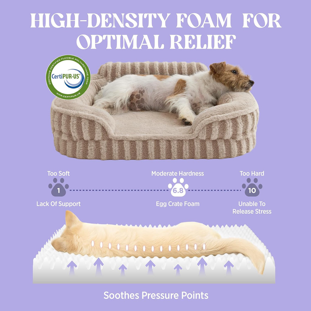 LE SURE Cute Dog Beds Large Sized Dog, Orthopedic Waterproof Large Pet Bed with Sides, Non-Slip Bottom and Egg-Crate Foam Pet Couch Sofa with Washable Removable Cover, Hazel