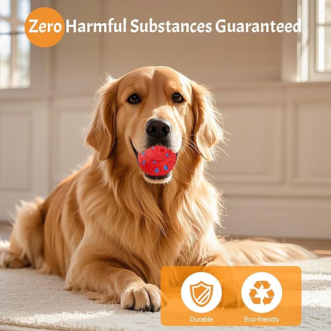 Dog Balls: Interactive Dog Ball, Self-Moving Dog Toy with Auto-Rolling & Bouncing, E-TPU Material, IP54 Waterproof, Motion-Activated, for Small/Medium/Large Dogs (Red)