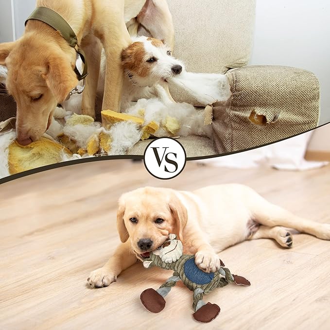 Dog Toys for Large Dog - Plush Squeaky Medium & Small Dog Toys - Stuffed Animals Puppy Toys - Funny Cute Dog Toys for Dog Birthday Presents (Monkey)