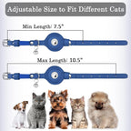 OOPSDOGGY Cat Collar for AirTag Holder, Leather Kitten Collars with Elastic Strap & Bell, Non Breakaway Adjustable Small Pet Collars for Indoor & Outdoor for Boy, Girl (Blue)