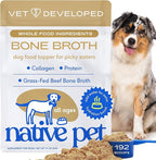 Native Pet Bone Broth for Dogs and Cats - Made with Real Beef Bone Broth, Dog Food Toppers for Picky Eaters- Provides Extra Hydration & Nutrition for Joint Strength, Immunity & Heart Health-192 Scoops