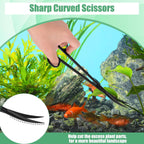 Aquarium Aquascape Tools Kit, 4 in 1 Anti-Rust Aquatic Plant Aquascaping Tool Stainless Steel Black Tweezers Scissors Spatula for Aquarium Tank Clean Fish Tank Aquascape Tools Sets (Black)