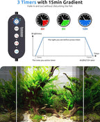 SEAOURA Aquarium LED Light for 12-18in Freshwater Tank, Full Spectrum Aquarium Light for Plant Growth, 6H/8H/12H Timer, WRB 3 Channel Customizable, 10 Brightness & 11 Colors, Adjustable Bracket