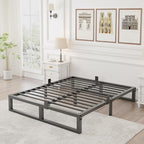 10 inch Full Size Bed Frame Low Profile Metal Platform Frames with Mattress Slide Stopper,Heavy Steel Slats Support,No Box Spring Needed,Noise Free,Non-Slip,Easy Assembly
