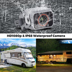 HD1080P Wired Backup Camera System with Apple Carplay & Android Auto,10'' Touch Screen Monitor, 2 Rearview Reverse Cameras, Night Vision, IP68-rated Backup Camera for Trucks, RVs, Trailers
