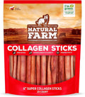 Natural Farm Odor-Free Super Collagen Dog Chews (6-Inch, 25-Pack) The First Ever Real Bull Sticks Alternative: 100% Natural Angus Hide Collagen Treats - More Protein, More Chew Time for All Dogs