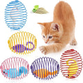 Jecery 5 Pcs Halloween Cat Spring Balls Toys Stretchable Rolling Balls Colorful Playful Coils Interactive Spring Action Toy Caged Rats for Kitten Cat Pet Supplies(Catnip Rats,Multicolor,5 Pcs)