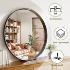 36 Inch Round Bathroom Mirror - Wall Mounted Circle Mirror with Metal Frame, Modern Mirror Suitable for Bathroom, Vanity, Entryway, Living Room, Wall Decor,Black