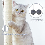 Cat Tree Tower Scratching Post for Indoor Large Cats, Small Cat Tree with Big Perch Bed, 28in Tall Trees House with Condo Cave, Toy Balls, Modern Climbing Furniture Platform for Kitten (Dark Gray)