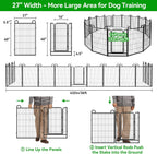 Dog Playpen Outdoor 16 Panels Heavy Duty Dog Fence 40" Height Anti-Rust with Doors Portable for RV Camping Yard, Total 36FT, 102 Sq.ft, Snowy Black