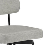 SIMPLIHOME Giselle Counter Stools (Set of 2) - 24 Inch Seat Height Swivel Upholstered Metal Kitchen Stools in Light Grey Polyester Linen, Contemporary Modern Seating with Padded Seat and Backrest