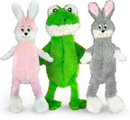 FGA MARKETPLACE Frog-Grey and Pink Rabbit Flat NO Stuffing NO Squeak Plush Dog Toy, Funny Style Will Entertain Your Pet for Hours, Recommended for Small and Medium Dog 21 INCH Long