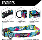 Wolfgang Heavy Duty, Adjustable Dog Collar with Quick Release Nylon Buckle for Walking & Training, LazyDaisy Print, Medium