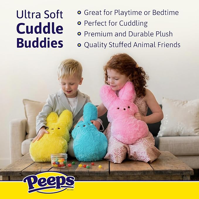 Animal Adventure | 15" Rainbow Shaggy Bunny Peeps Plush | Easter Basket Stuffed Animals for Kids | Marshmallow Candy | Huggable Ultra Soft Plushie Stuffers Buddy Toy | Collectable Gifts | Aged 3+