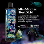 Brightwell Aquatics MicroBacter Start XLM - Concentrated Saltwater Nitrifying Bacteria - Quick Start Fish Tank Starter, Lift Microbe Levels & Water Filtering - Marine Aquarium Treatments, 8.45 fl oz