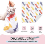 Kiorafoto 27.5" Large Cat Grooming Wrap，Self Adherent Fabric Cat Swaddle Burrito Wrap for Adult Cat & Small Dog, Anti-Scratch Cat Wrap Blanket for Medicine,Nail Trimming,Ear Cleaning,Teeth Brushing