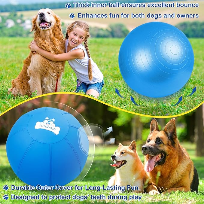 Herding Ball for Dogs 18 Inch - Dual-Layer Heavy Duty Herding Ball for Australian Shepherds, Border Collies & Corgis | Outdoor Herding Toy for Small/Medium Dogs - Backyard Training and Play - Blue