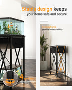 Fish Tank Stand 40 Gallon: Sturdy Aquarium Stand with Accessories Storage - Metal Fish Tank Table for 40-50 Gallon Reptile Breeder Turtle Terrarium - 35"X19.54" Weight Capacity 660 lbs