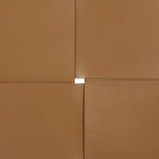 SAFAVIEH Couture Collection Devnie Brown Woven Leather & Natural Solid Wood Ottoman (Fully Assembled)