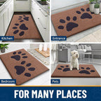 Smiry Dog Door Mat for Muddy Paws, Absorbs Moisture and Dirt, Low-Profile Entryway Mat with Non-Slip Backing, Entry Indoor Outdoor Doormat for Inside Floor (47x24 Inches, Camel and Black, Paw)