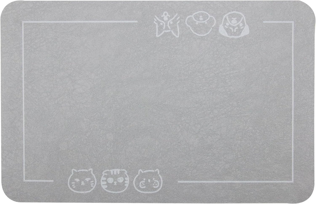 YCT Pet Food Mat, Non-Slip Bottom Absorbent Quick Dry Cat & Dog Feeding Mat, Pet Supplies, 16.9"x24" Gray