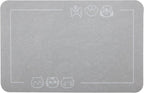 YCT Pet Food Mat, Non-Slip Bottom Absorbent Quick Dry Cat & Dog Feeding Mat, Pet Supplies, 16.9"x24" Gray