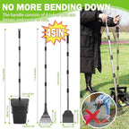 SCENEREAL Dog Pooper Scooper for Yard, Dog Poop Trash Can Outside Swivel Bin Rake Spade Kit for Large Medium Small Dogs with 40 Waste Bags, Extra Long 45" Metal Handle,Portable Scooper for Outdoor