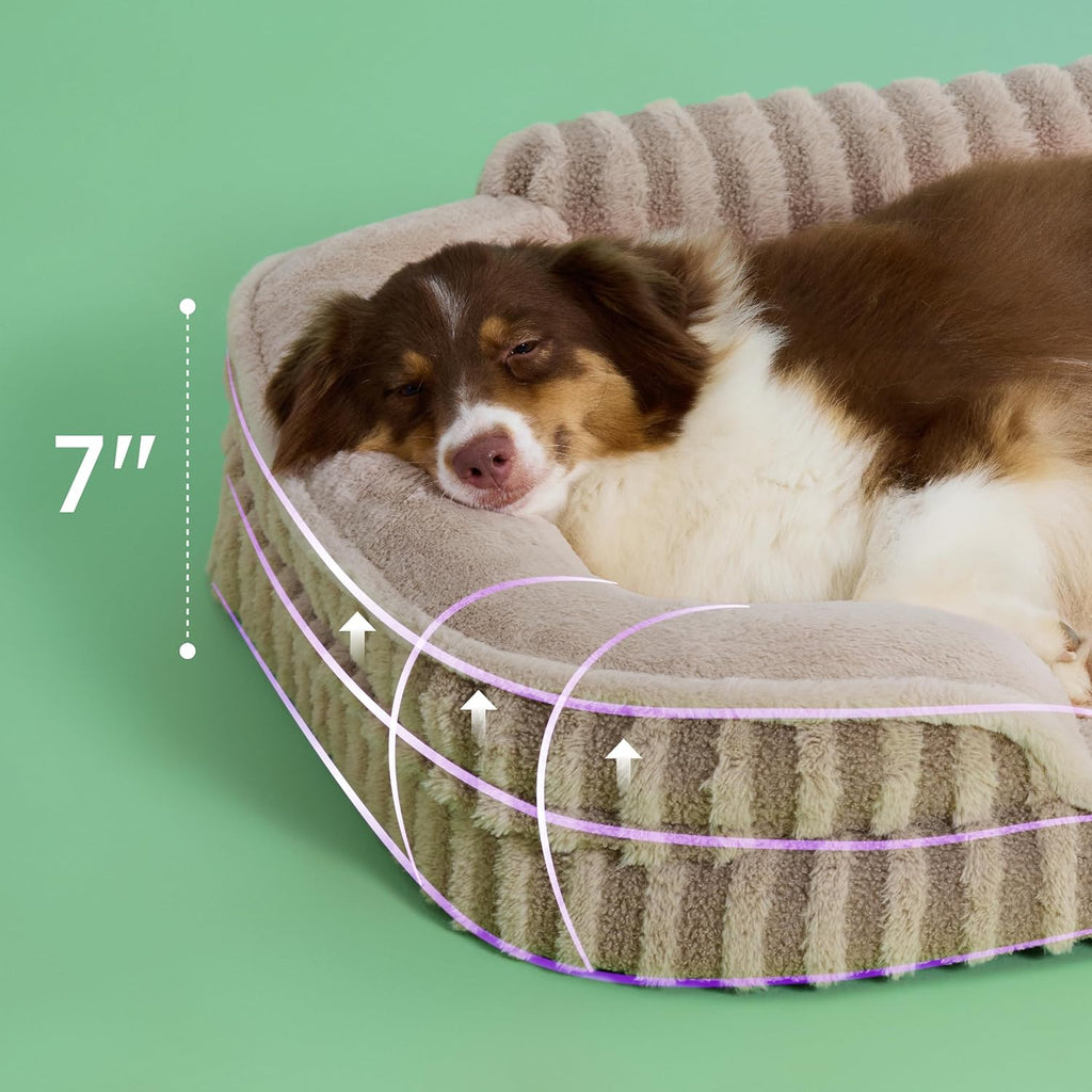 LE SURE Cute Dog Beds Large Sized Dog, Orthopedic Waterproof Large Pet Bed with Sides, Non-Slip Bottom and Egg-Crate Foam Pet Couch Sofa with Washable Removable Cover, Hazel