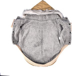 Warm Dog Hooded Trench Coat Windproof Parka Jacket for Cold Weather (S, Khaki)