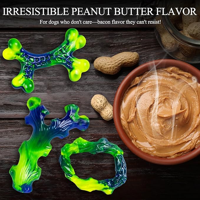 6-Pack Indestructible Dog Toys for Large Breed: Dog Toys for Aggressive Chewers, Durable Nylon Bone for Large Dogs, Dog, Peanut Butter Flavor