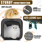 Small Dog Carrier Cage Soft Chihuahua/Softshell Big Cat Carrier Maine Coon/Pet Taxi Carrying Bag Over 25lbs / Top Loader Travel Kennel Brown