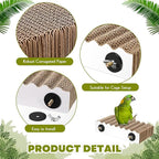 CroBlissful 2-Piece Bird Platforms - Macaw, Small Parakeet, Conure, Budgie - Brown Cardboard Bird Perch - Paw Grinding Stand - Parrot Playground
