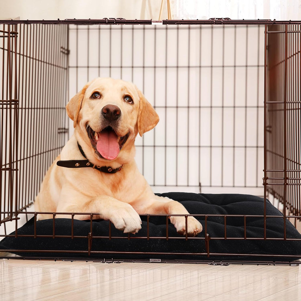 MABOZOO Dog Bed, Indestructible Chew Proof Pet Bed Mat, Durable Polyester, Large 35x22 inches, Black, for Aggressive Chewers, Crate Pad, Machine Washable