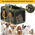 PAWZIDEA Expandable Large Pet Carrier with Wheels, 24x16x16 in Rolling Cat Carrier for 2–4 Cats up 55lb, Soft-Sided Collapsible Small Medium Dog Crate for Car Travel, Telescopic Handle, Storage Pocket