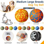 Leyndo 10 Pack Dog Balls for Aggressive Chewers 2.5" Interactive Dog Tennis Ball Durable Teething Chew Toys Lightweight Floating Bouncy Balls for Fetch Game Large Medium Small Canine Puppies