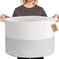 XXXL Large Cotton Rope Blanket Basket for Living Room, Woven Rope Storage Baskets for Organizing, Nursery Kids Toy Baskets Storage Bin Organizer, Baby Laundry Basket Hamper, Decor Basket, 88L