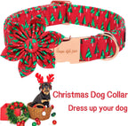 Unique style paws Christmas Dog Collar with Flower Best Winter for Small Medium Large Dogs -Christmas Tree-XS
