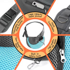 YUDODO Pet Sling Carrier for Small Dogs & Cats – Hands-Free Puppy Carrier with Safety Hook, Large Zipper Pocket, Soft Breathable Mesh, Adjustable Strap & Reflective Strip (Cyan 1.0 L)