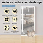 Reinforced Cat Screen Door,Fits Door Opening Size 36''x 81'',Thickened Cat Proof Mesh Screen Door with Zipper Closure for Living Room,Kitchen,Bedroom. (U-Type,White)