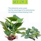 M2cbridge Artificial Fish Tank Plants Silk Aquarium Plant Aquatic Water Grass Foreground Decor (2PCS (Tall and Short))