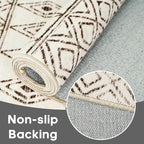 3x6 Washable Kitchen Runner Rug: Non Slip Moroccan Hallway Runners - Low Pile Soft Farmhouse Neutral Carpet for Bedroom Entryway Laundry 3x6 Geo Beige
