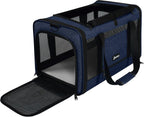 Cat Carrier 18x11x11 United Airline Approved, Top Loader Heavy Duty Softshell Pet Flying Bag 18lbs, Small Dog Chihuahua Crate 5-10 Pounds, Kitty Transport Kennel, Miniature Poodle Case Navy