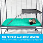 Paw Inspired Fitted Fleece Liner for Ferret Nation, Critter Nation Cage for Ferrets, Rats, Chinchillas, Hedgehogs & Other Small Animals (Green, Bottom Pan Liner)