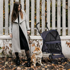 MoNiBloom 4 Wheels Pet Stroller, Easy-Fold Umbrella Shaped Dog Cat Jogger Stroller w/Storage Bag & Visible Mesh for Small/Medium Dogs Cats Plaid