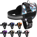 Dogline Dog Harness, Reflective No-Pull Adjustable Vest with Handle for Walking, Training, Breathable, No - Choke Harness for Small, Medium or Large Dogs Room for Patches Girth 27 to 34 in Blue Camo