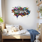 Personalized Name Graffiti Wall Decal Custom Name Graffiti Street Art Brick Room Decor Teen Wall Decals and Stickers for Nursery, Room Walls Decor, Peel & Stick Name Decals for Walls