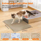 Extra Large Cat Litter Mat, 30x22 Inches Honeycomb Double Layer Cat Litter Trapping Mat, Non Slip Waterproof Urine Proof Large Kitty Litter Box Mat for Floor, Kitten Supplies, XL, Beige