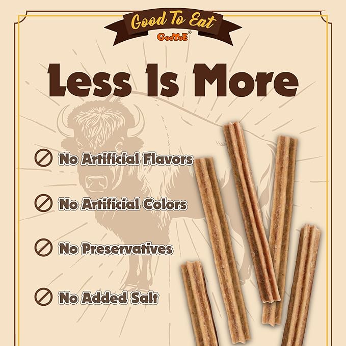 Gootoe Buffalo Dog Treats, Buffalo Bites Stick (Large) 1.5 lb Natural Low-Fat Chews for Training & Rewards, Limited Ingredient, Perfect for Medium Dogs, Resealable Bag