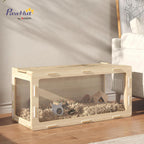 PawHut Hamster Cage with Easy View Acrylic Panels, Small Animal Cage with Air Vents & Openable Roof, Large Habitat for Dwarf, Gerbil, Guinea Pig, Rat, 39" x 20" x 18.5", Oak